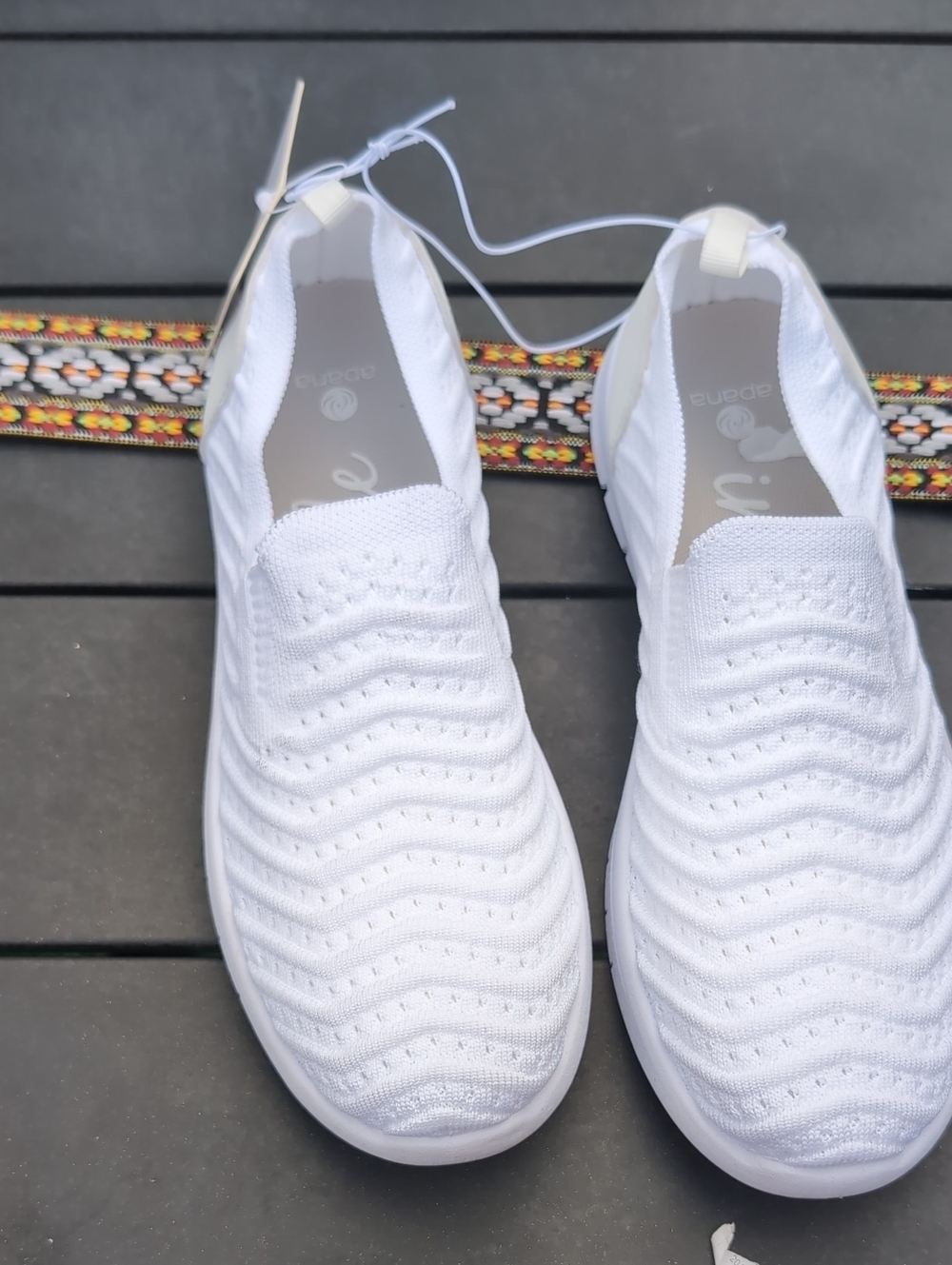 Apana White Knit Slip-On Sneakers Size 8.5 NWTG